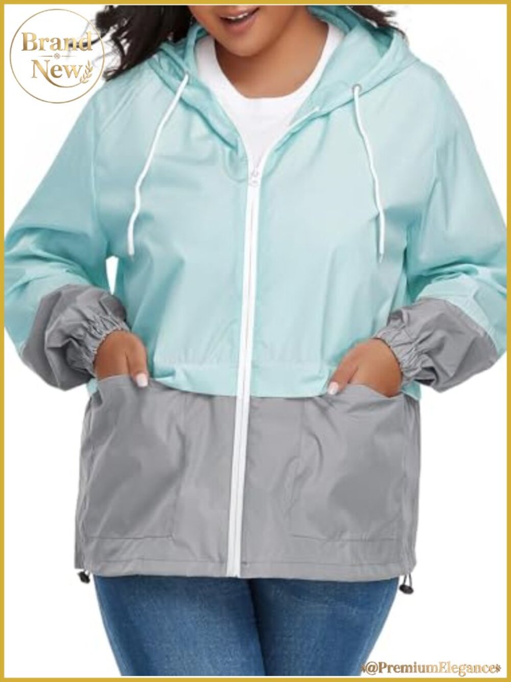 Plus Size Rain Jacket Women Waterproof Packable Hood